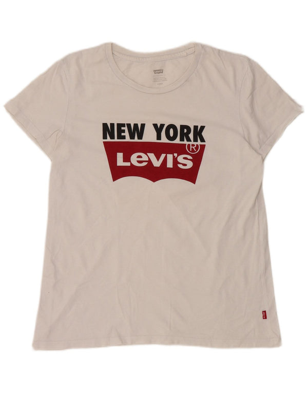 LEVI'S Womens New York Graphic T-Shirt Top UK 10 Small White