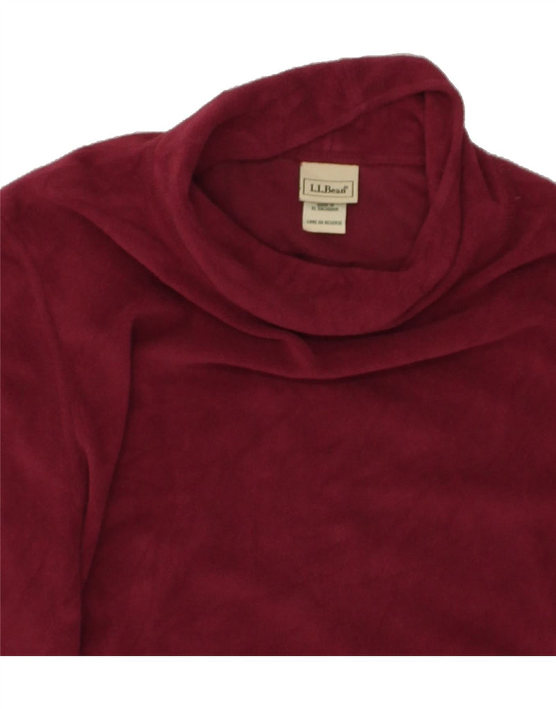 L.L.BEAN Womens Roll Neck Fleece Jumper UK 18 XL Burgundy Polyester | Vintage L.L.Bean | Thrift | Second-Hand L.L.Bean | Used Clothing | Messina Hembry 