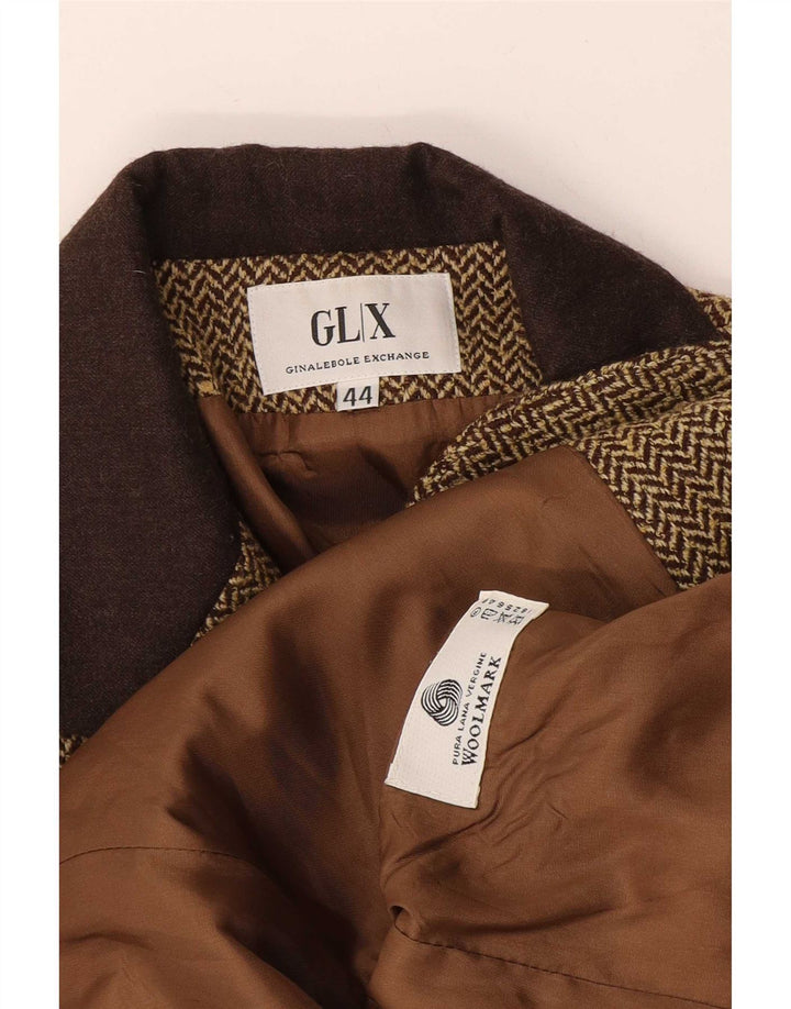 Ginalebole Womens 3 Button Blazer Jacket IT 44 Medium Brown Herringbone