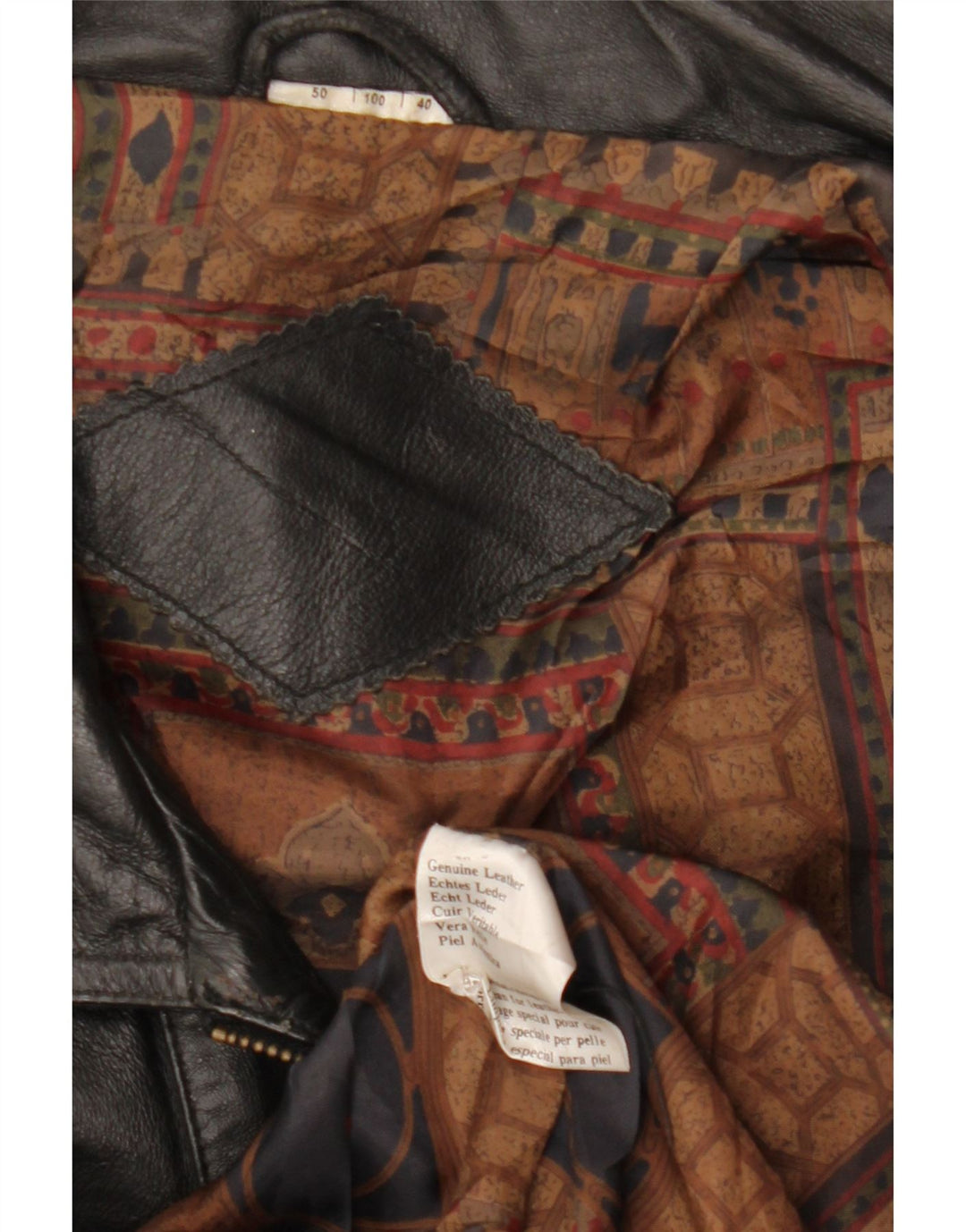 Vintage Mens Leather Jacket IT 50 Large Black Leather