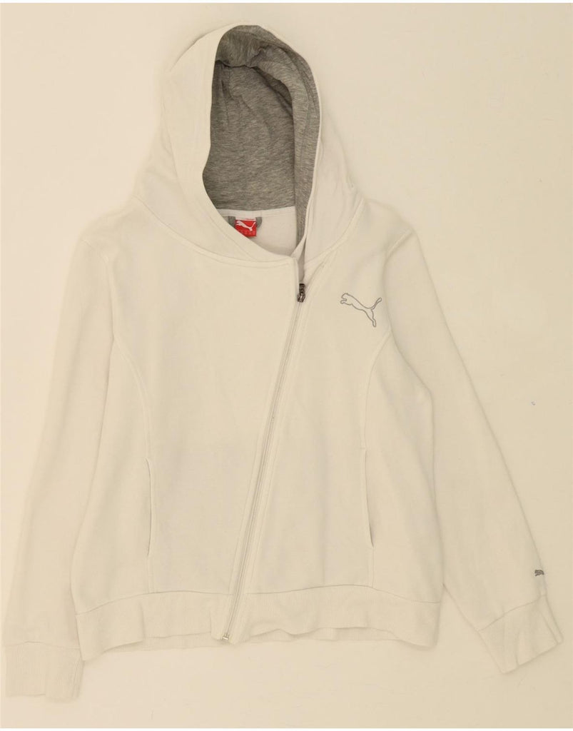 PUMA Womens Zip Hoodie Sweater UK 16 Large White Cotton Vintage Puma and Second-Hand Puma from Messina Hembry 