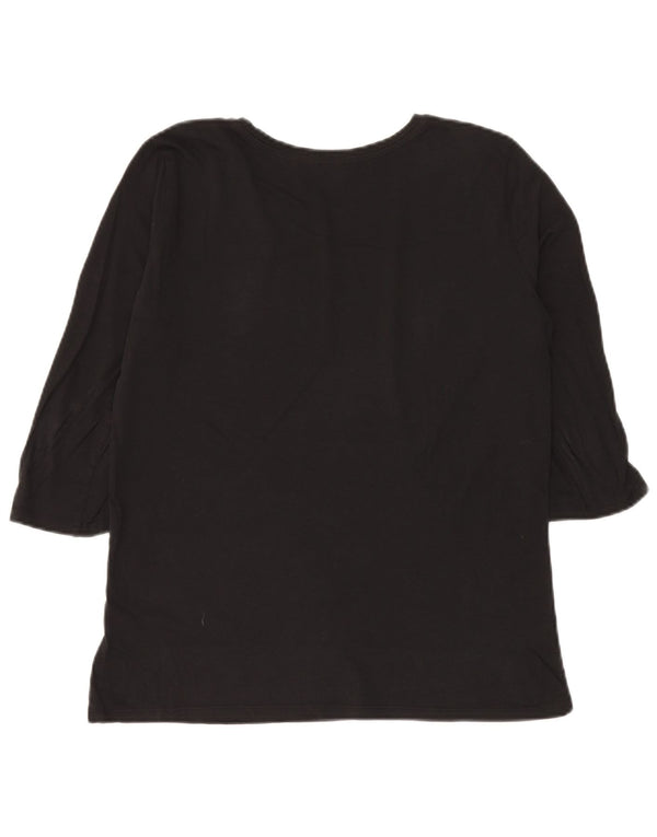 Marella Womens EMME Graphic Top 3/4 Sleeve UK 12 Medium Black