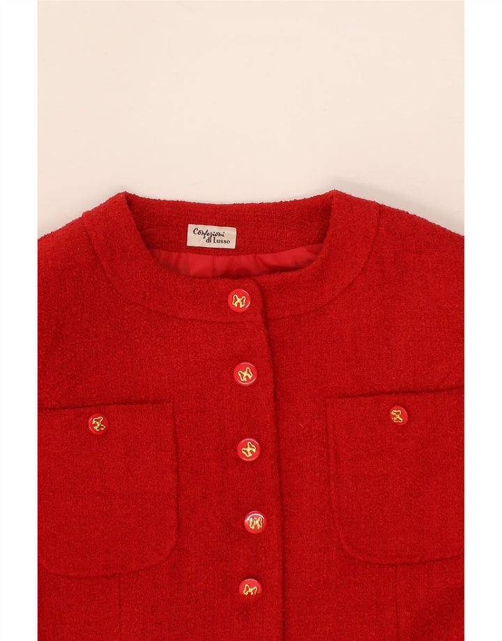 VINTAGE Womens Blazer Jacket IT 46 Large Red Acrylic Vintage Vintage and Second-Hand Vintage from Messina Hembry 