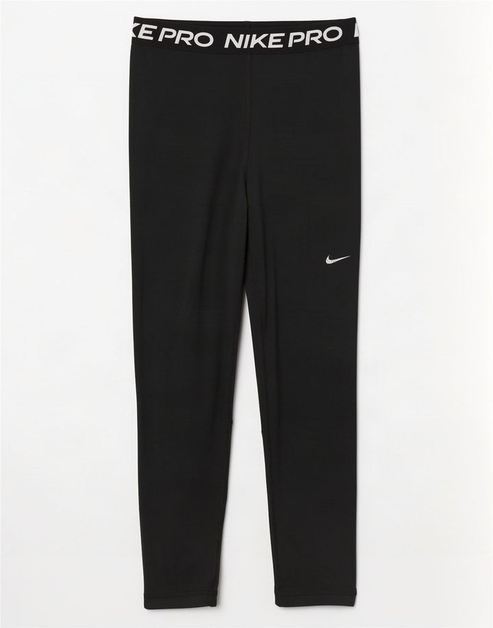 Nike Womens Dri Fit Graphic Crop Leggings UK 12 Medium Black Polyester