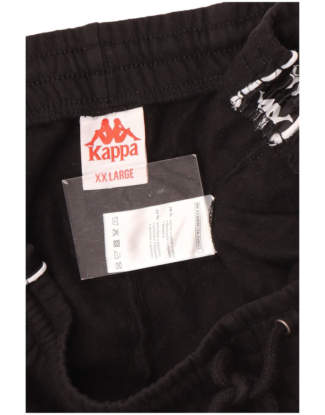 KAPPA Mens Graphic Tracksuit Trousers Joggers 2XL  Black Cotton