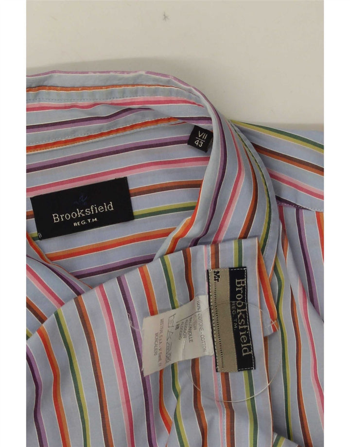 Brooksfield Mens Shirt Size 43 Large Multicoloured Striped Cotton