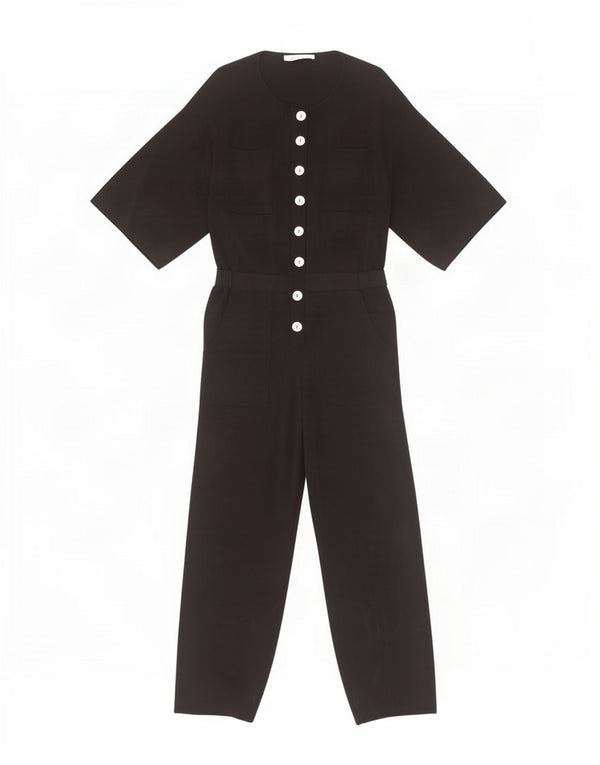 Zara Womens 3/4 Sleeve Jumpsuit UK 14 Medium Black