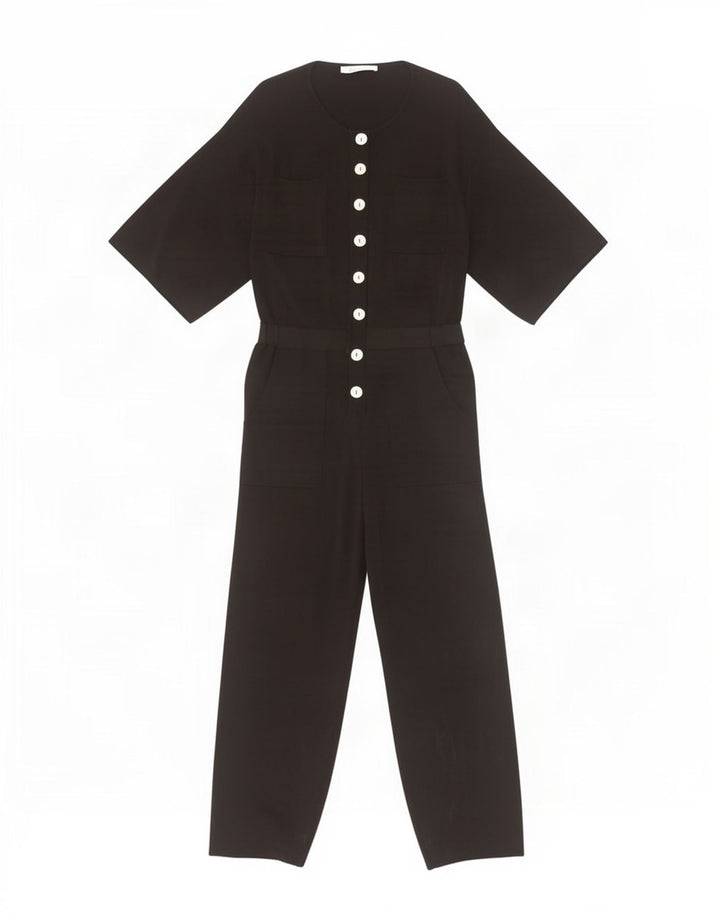 Zara Womens 3/4 Sleeve Jumpsuit UK 14 Medium Black