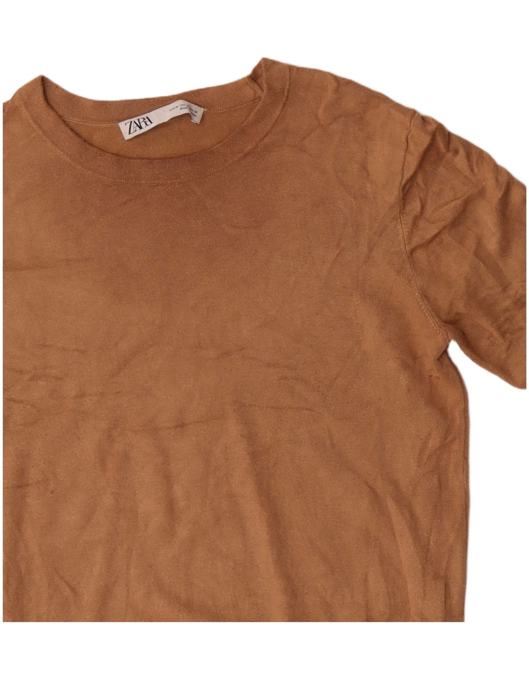 ZARA Womens Boat Neck Jumper Sweater UK 12 Medium Brown Viscose