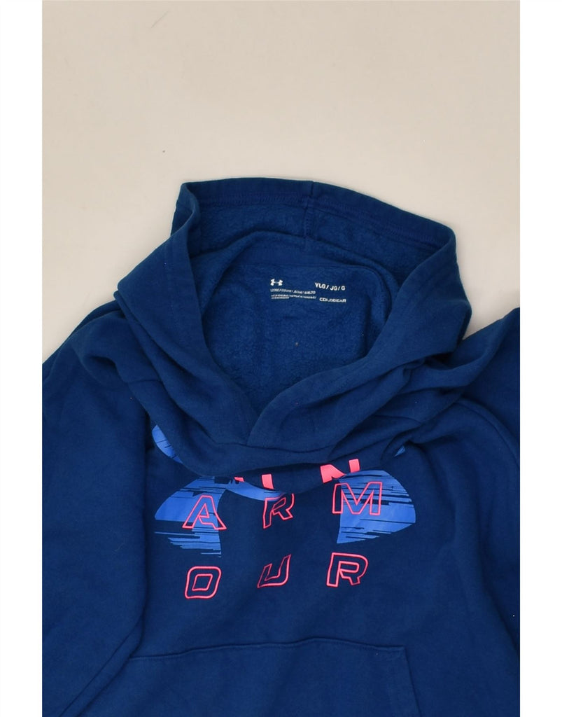 UNDER ARMOUR Boys Cold Gear Graphic Hoodie Jumper 14-15 Years  Blue Cotton | Vintage Under Armour | Thrift | Second-Hand Under Armour | Used Clothing | Messina Hembry 