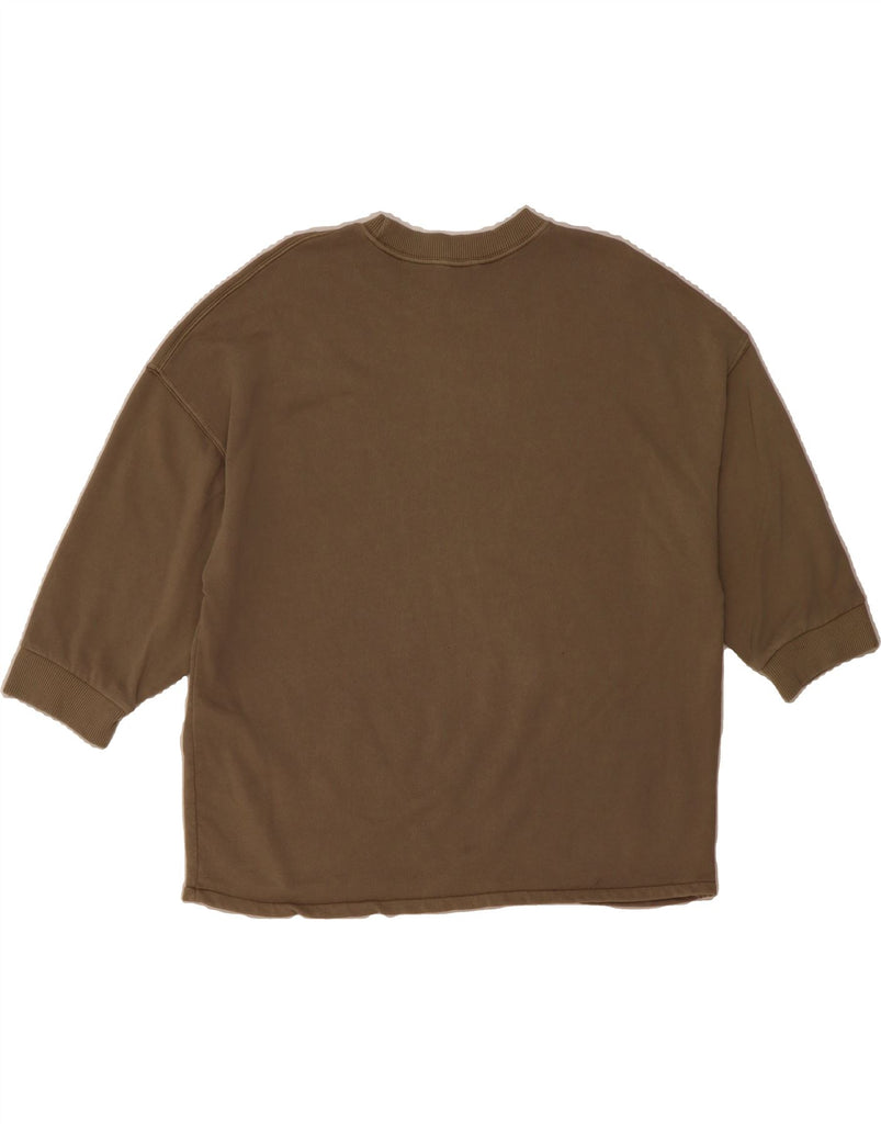 ZARA Womens Oversized 3/4 Sleeve Sweatshirt Jumper UK 10 Small Khaki Vintage Zara and Second-Hand Zara from Messina Hembry 