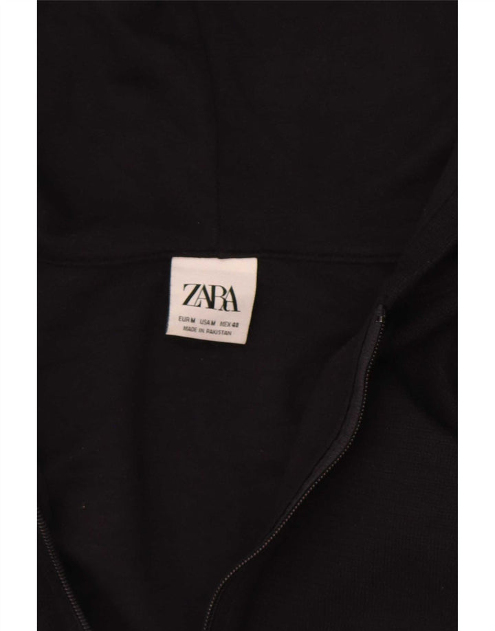 Zara Mens Zip Hoodie Sweater Medium Black