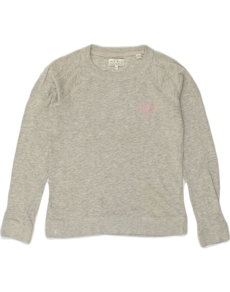 JACK WILLS Womens Sweatshirt Jumper UK 10 Small  Grey Cotton | Vintage Jack Wills | Thrift | Second-Hand Jack Wills | Used Clothing | Messina Hembry 