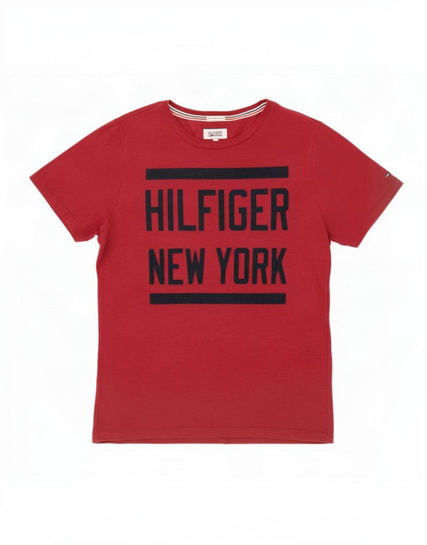 Tommy Hilfiger Mens Graphic T-Shirt Top Large Burgundy Cotton