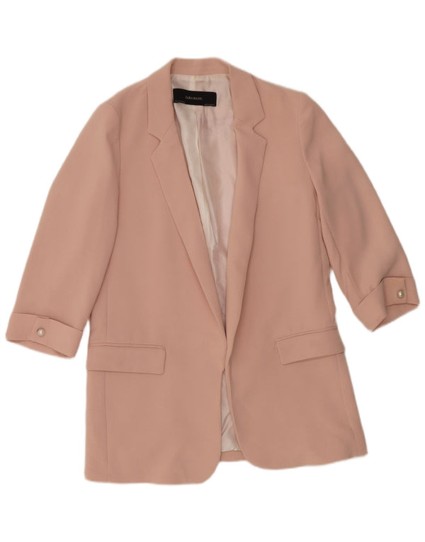 Zara Womens 3/4 Sleeve Open Blazer Jacket UK 10 Small Pink