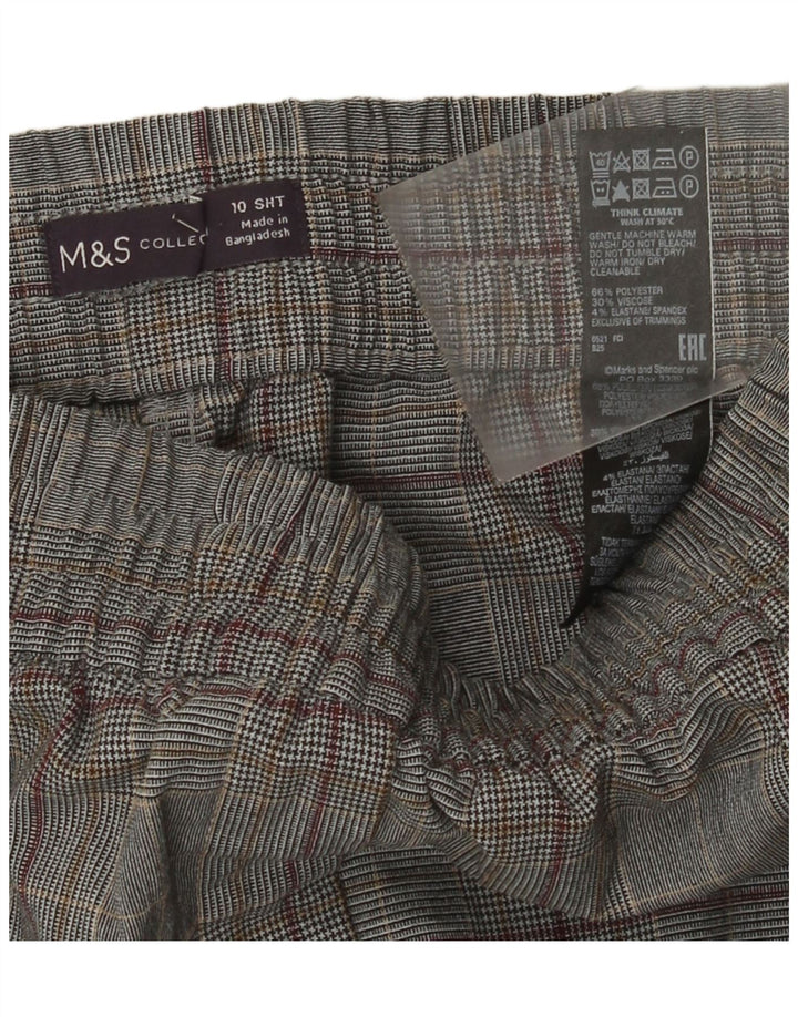Marks & Spencer Womens Chino Trousers UK 10 Small W26 L28 Grey Check