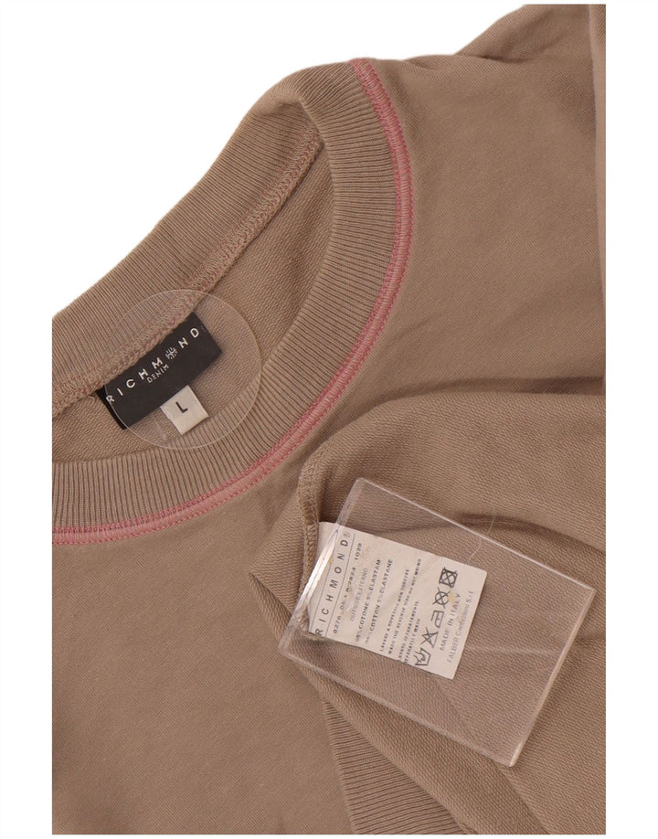 Richmond Mens Graphic Sweatshirt Jumper Large Brown Cotton