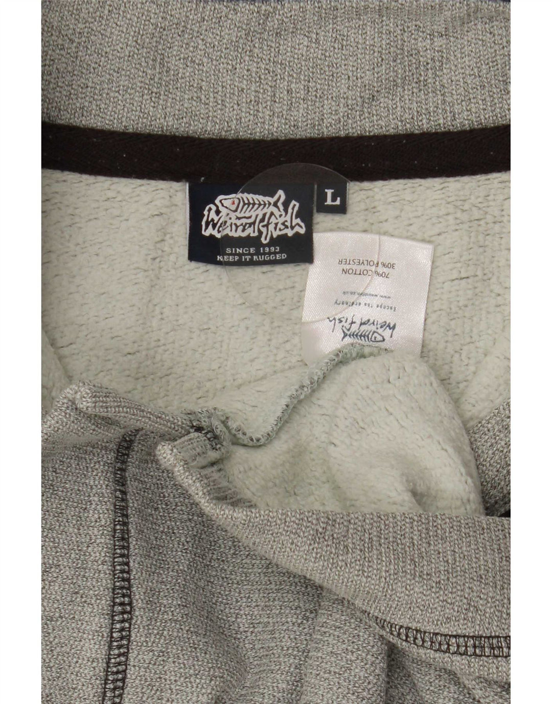 Weird Fish Mens Zip Neck Sweatshirt Jumper Large Grey Cotton