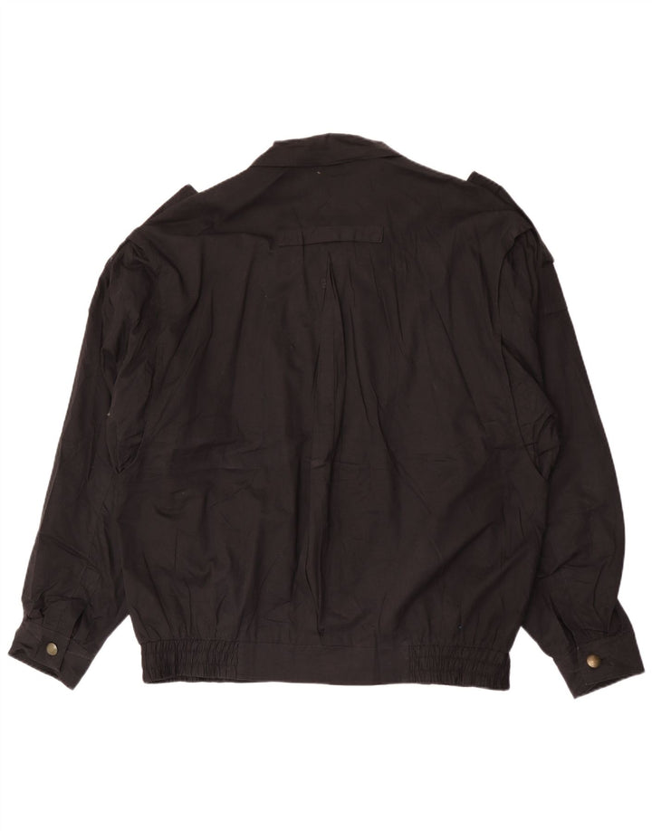 C & A Mens Military Bomber Jacket EU 54 2XL Black Cotton