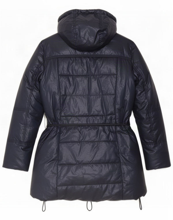oltre Womens Hooded Padded Coat UK 16 Large Navy Blue Polyester