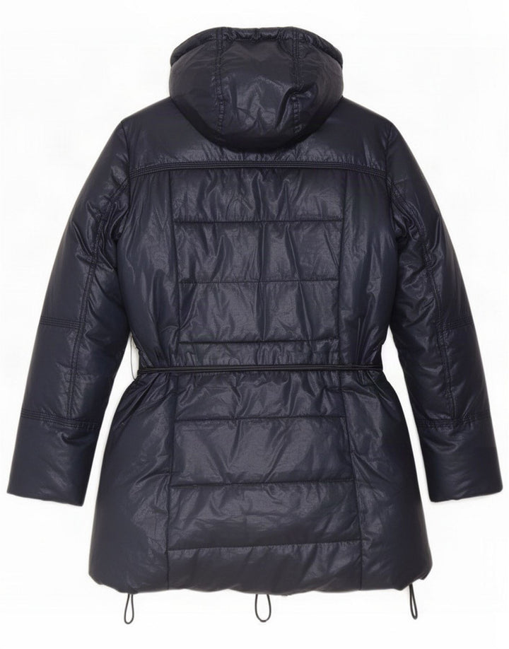 oltre Womens Hooded Padded Coat UK 16 Large Navy Blue Polyester