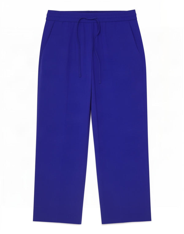 Marks & Spencer Womens Wide Leg Casual Trousers UK 12 Medium W30 L29 Blue