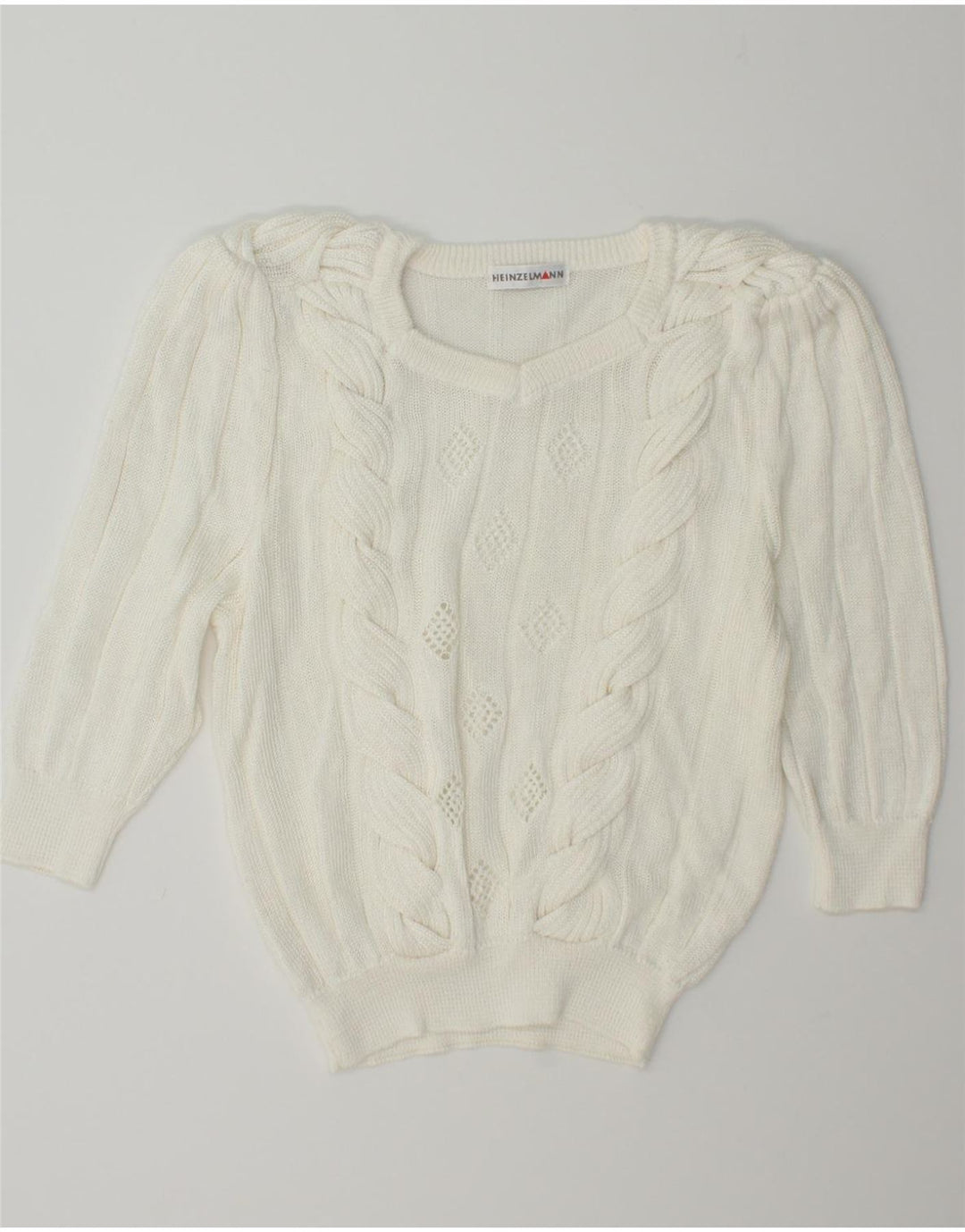 VINTAGE Womens Boat Neck Jumper Sweater IT 42 Medium White Polyacrylic Vintage Vintage and Second-Hand Vintage from Messina Hembry 