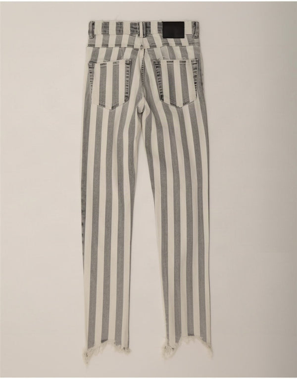 Zara Womens Trafaluc Distressed Skinny Jeans EU 34 2XS W24 L27 Grey Striped