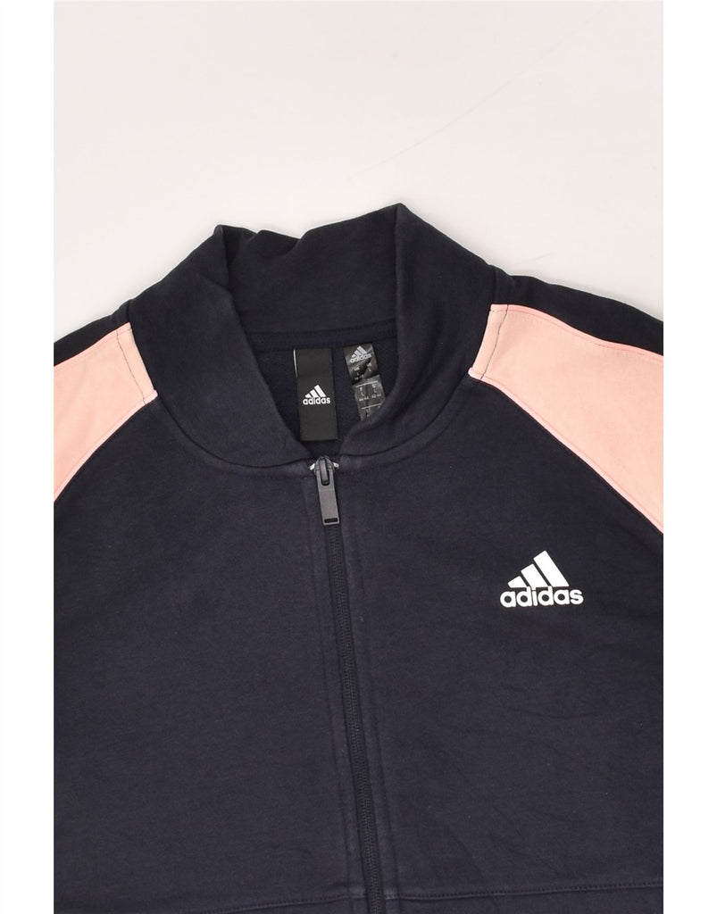 ADIDAS Womens Graphic Tracksuit Top Jacket UK 16/18 Large Navy Blue | Vintage Adidas | Thrift | Second-Hand Adidas | Used Clothing | Messina Hembry 