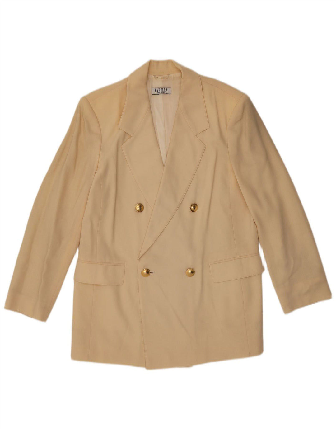MARELLA Womens Double Breasted Blazer Jacket UK 16 Large  Yellow Wool