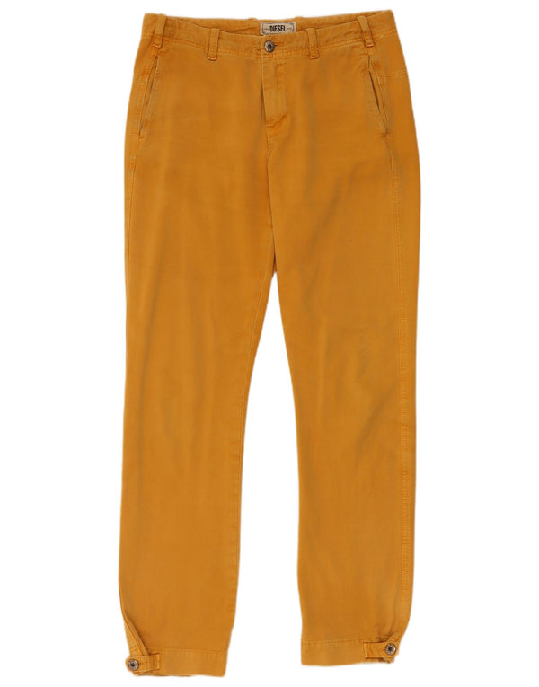 Diesel Womens Straight Chino Trousers W27 L29 Yellow Cotton