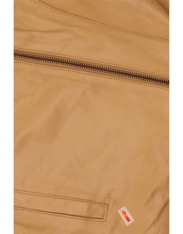 MOTIVI Womens Biker Leather Jacket UK 8 Small  Beige Leather