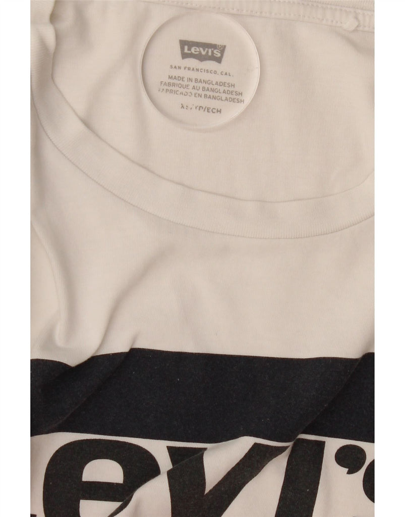 LEVI'S Womens Graphic T-Shirt Top UK 6 XS White Vintage Levi's and Second-Hand Levi's from Messina Hembry 
