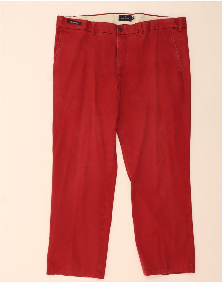 Marks & Spencer Mens Blue Harbour Straight Chino Trousers W42 L29 Red