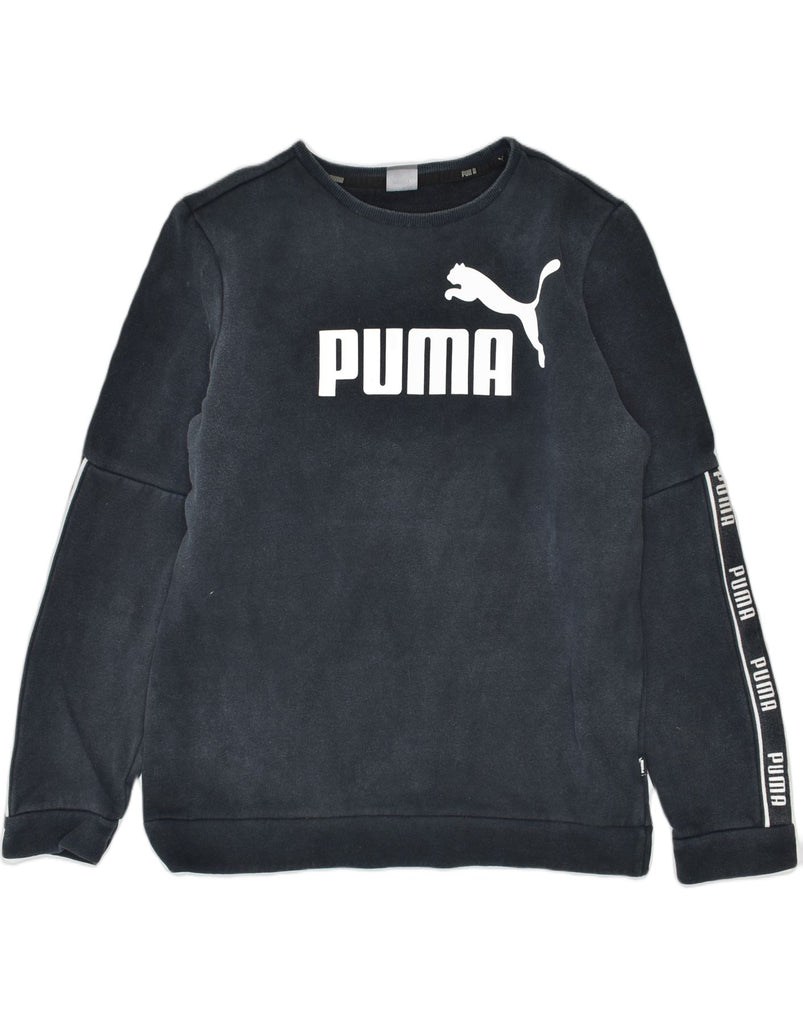 PUMA Boys Graphic Sweatshirt Jumper 15-16 Years Black Cotton | Vintage | Thrift | Second-Hand | Used Clothing | Messina Hembry 