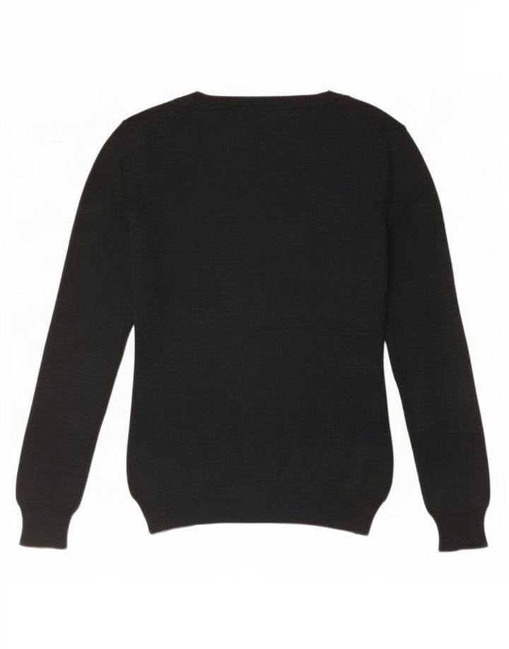 Massimo Dutti Womens V-Neck Jumper Sweater UK 12 Medium Black Silk