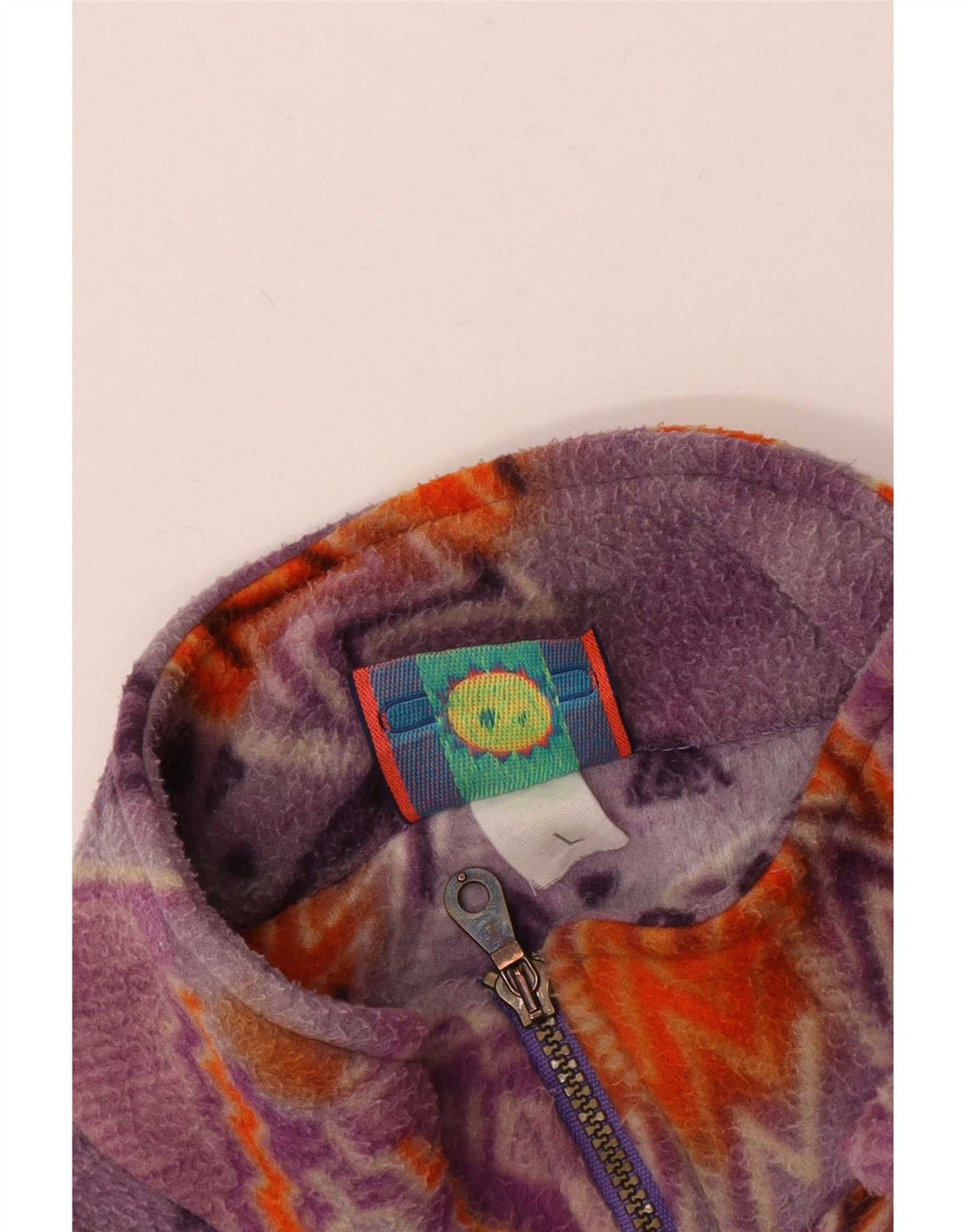 Santostefano Womens Oversized Fleece Jacket UK 16 Large Purple Geometric