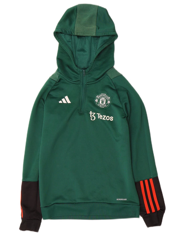 Adidas Boys Manchester United Graphic Zip Hoodie Sweater 11-12 Years Green