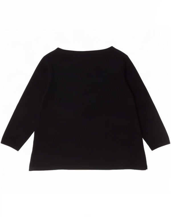 Cos Womens 3/4 Sleeve Boat Neck Jumper Sweater UK 10 Small Navy Blue Wool