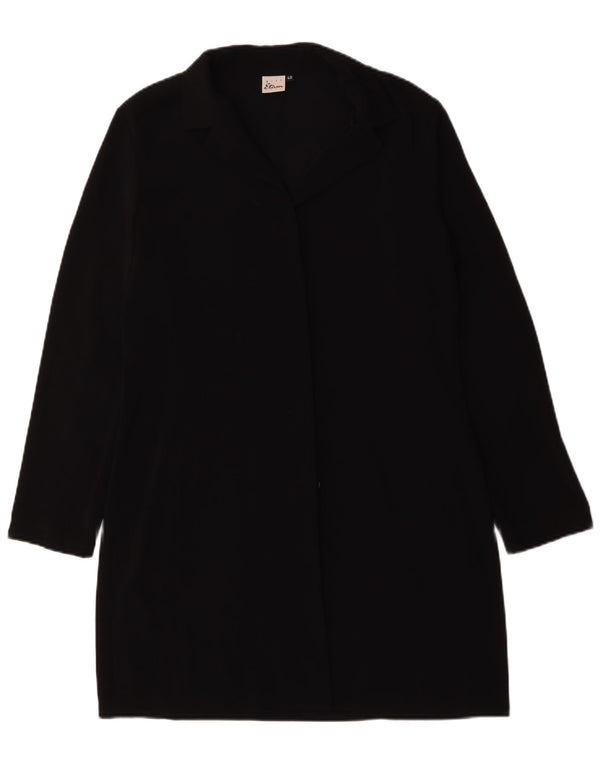 Vintage Womens Overcoat EU 40 Medium Black Polyester