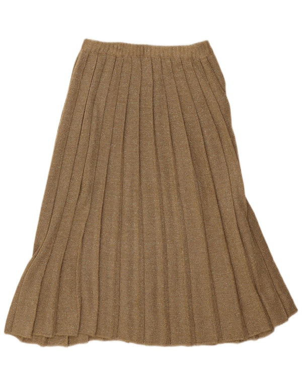 Vintage Womens Pleated Skirt W24 XS Brown Flecked