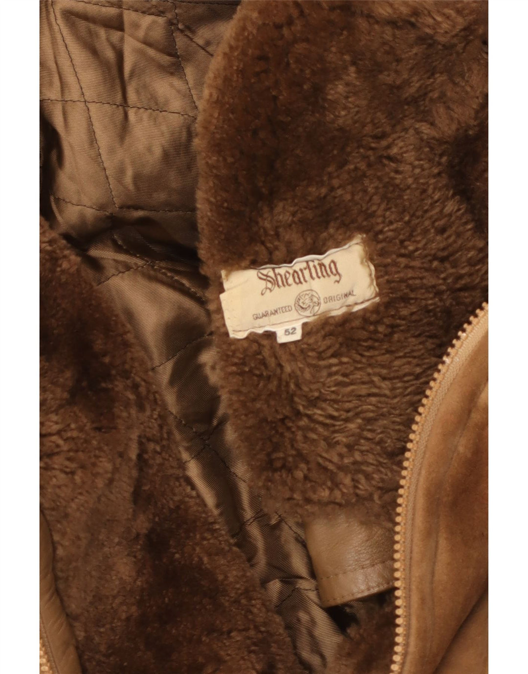 Vintage Mens Shearling Jacket IT 52 XL Brown Leather