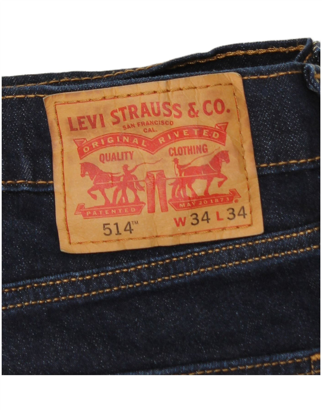 Levi's Mens 514 Straight Jeans W34 L34 Navy Blue Cotton