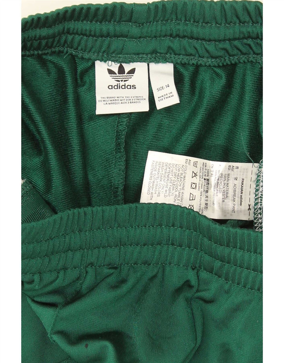 Adidas Womens Tracksuit Trousers UK 14 Medium Green Colourblock Polyester