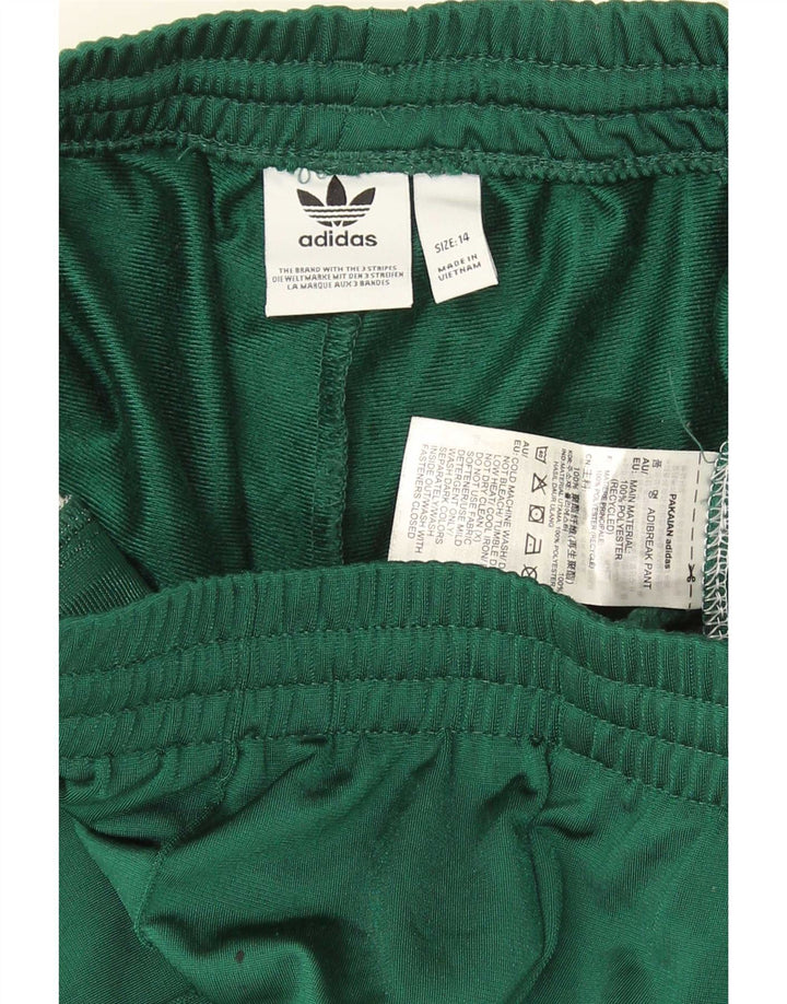 Adidas Womens Tracksuit Trousers UK 14 Medium Green Colourblock Polyester