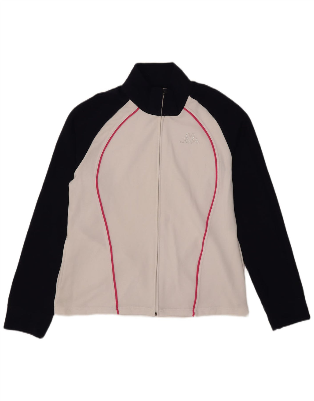 Kappa Womens Tracksuit Top Jacket UK 20 2XL White Colourblock Polyester