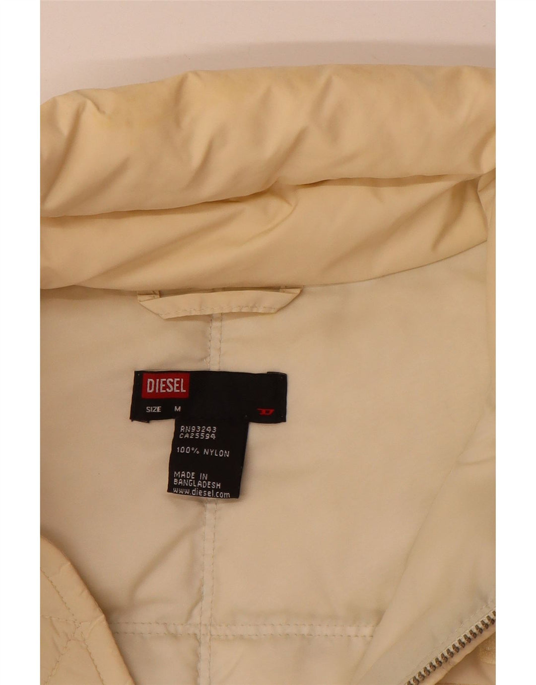 Diesel Mens Padded Jacket UK 38 Medium Beige Polyamide