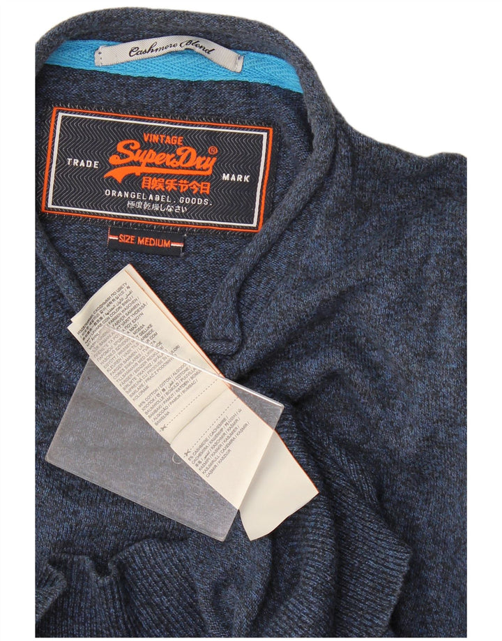 Superdry Mens Crew Neck Jumper Sweater Medium Navy Blue Flecked Cotton