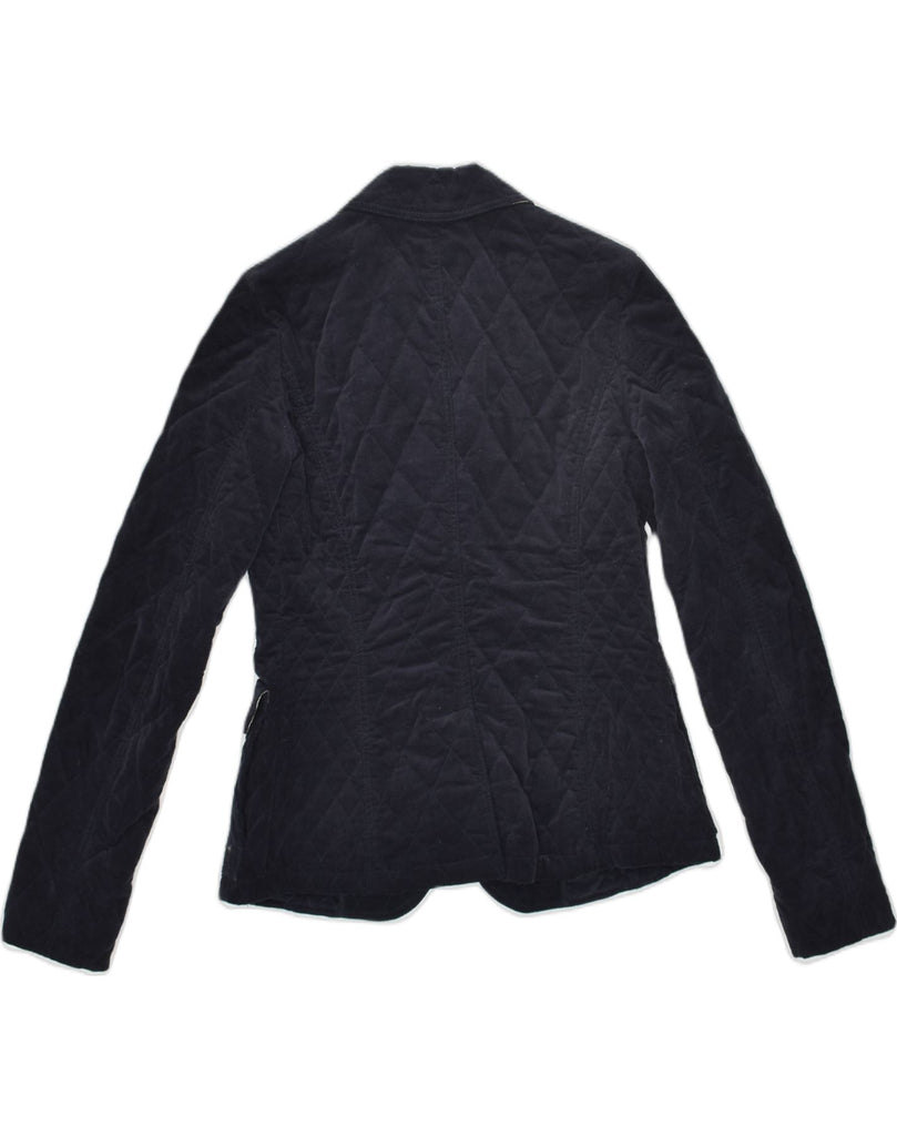 DAKS Womens 2 Button Blazer Jacket UK 8 Small Navy Blue Cotton | Vintage DAKS | Thrift | Second-Hand DAKS | Used Clothing | Messina Hembry 