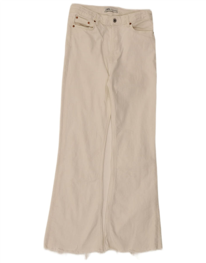 Zara Womens High Waist Flared Jeans EU 38 Small W28 L31 White